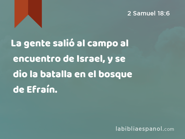 La gente salió al campo al encuentro de Israel, y se dio la batalla en el bosque de Efraín. - 2 Samuel 18:6