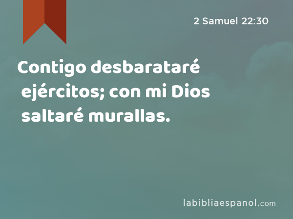 Contigo desbarataré ejércitos; con mi Dios saltaré murallas. - 2 Samuel 22:30