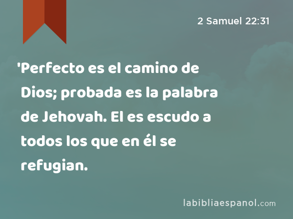 'Perfecto es el camino de Dios; probada es la palabra de Jehovah. El es escudo a todos los que en él se refugian. - 2 Samuel 22:31