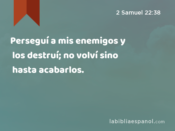 Perseguí a mis enemigos y los destruí; no volví sino hasta acabarlos. - 2 Samuel 22:38