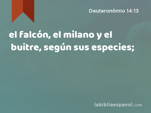 el falcón, el milano y el buitre, según sus especies; - Deuteronômio 14:13