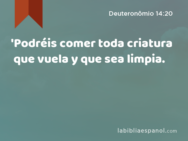 'Podréis comer toda criatura que vuela y que sea limpia. - Deuteronômio 14:20