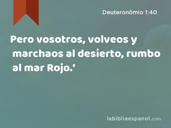 Pero vosotros, volveos y marchaos al desierto, rumbo al mar Rojo.’ - Deuteronômio 1:40