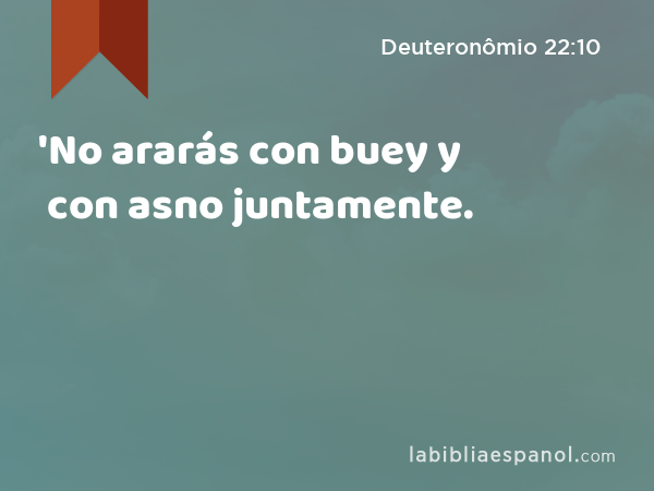 'No ararás con buey y con asno juntamente. - Deuteronômio 22:10