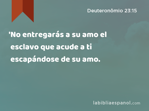 'No entregarás a su amo el esclavo que acude a ti escapándose de su amo. - Deuteronômio 23:15