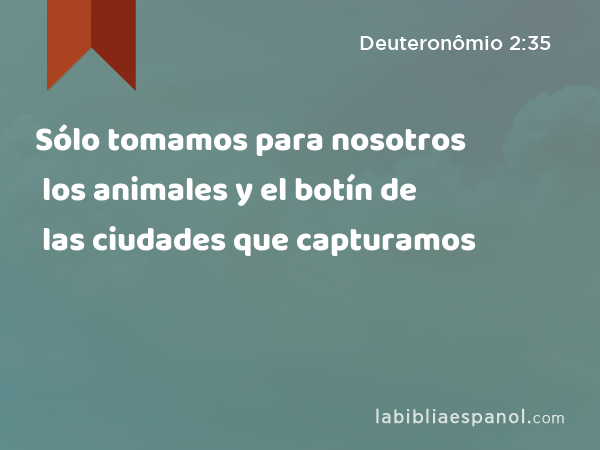 Sólo tomamos para nosotros los animales y el botín de las ciudades que capturamos - Deuteronômio 2:35