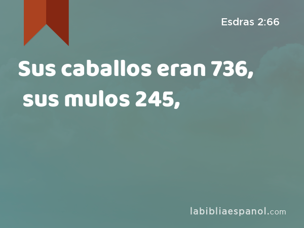 Sus caballos eran 736, sus mulos 245, - Esdras 2:66