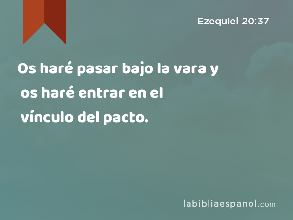 Os haré pasar bajo la vara y os haré entrar en el vínculo del pacto. - Ezequiel 20:37