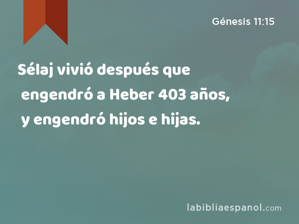 Sélaj vivió después que engendró a Heber 403 años, y engendró hijos e hijas. - Génesis 11:15