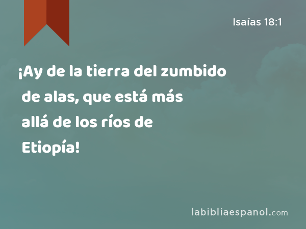 ¡Ay de la tierra del zumbido de alas, que está más allá de los ríos de Etiopía! - Isaías 18:1