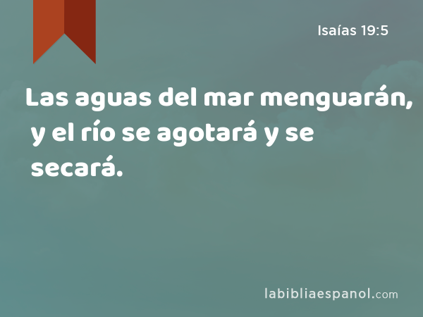 Las aguas del mar menguarán, y el río se agotará y se secará. - Isaías 19:5