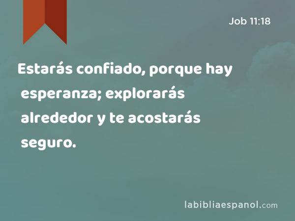 Estarás confiado, porque hay esperanza; explorarás alrededor y te acostarás seguro. - Job 11:18