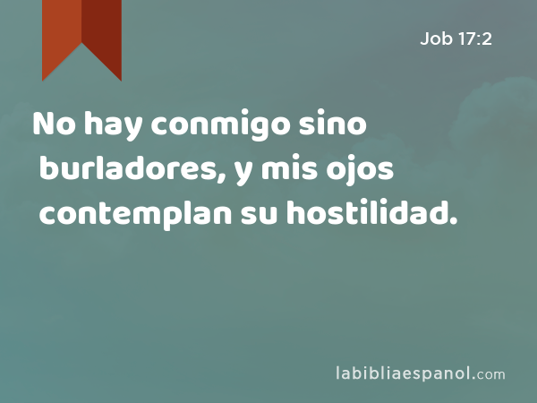 No hay conmigo sino burladores, y mis ojos contemplan su hostilidad. - Job 17:2