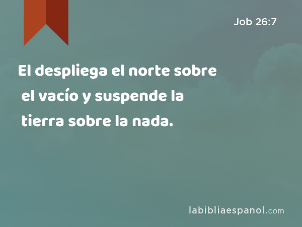 El despliega el norte sobre el vacío y suspende la tierra sobre la nada. - Job 26:7