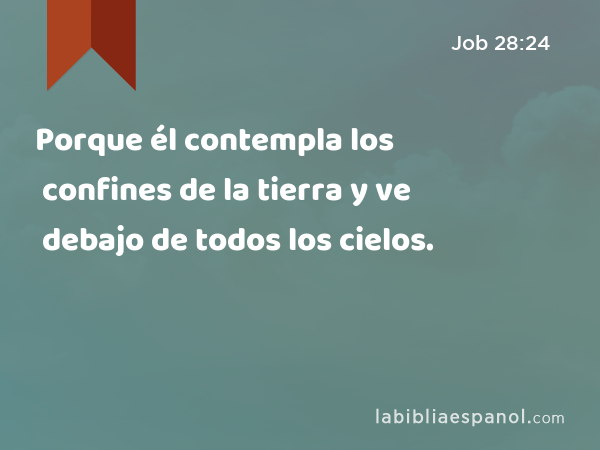 Porque él contempla los confines de la tierra y ve debajo de todos los cielos. - Job 28:24