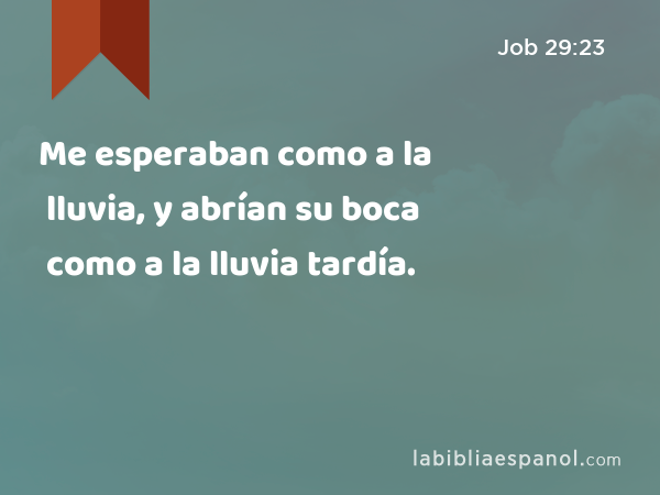 Me esperaban como a la lluvia, y abrían su boca como a la lluvia tardía. - Job 29:23