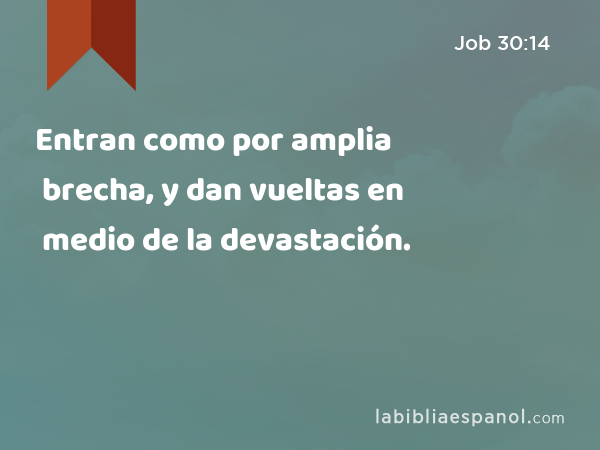 Entran como por amplia brecha, y dan vueltas en medio de la devastación. - Job 30:14