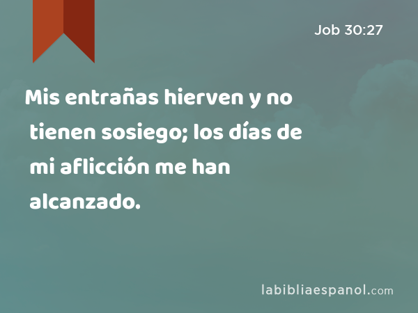 Mis entrañas hierven y no tienen sosiego; los días de mi aflicción me han alcanzado. - Job 30:27