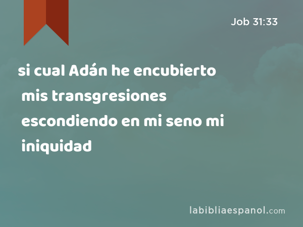 si cual Adán he encubierto mis transgresiones escondiendo en mi seno mi iniquidad - Job 31:33