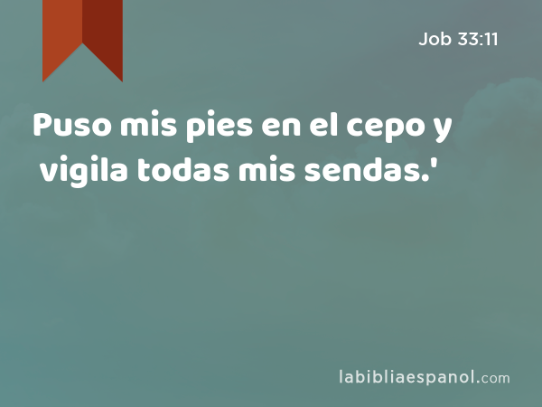 Puso mis pies en el cepo y vigila todas mis sendas.' - Job 33:11