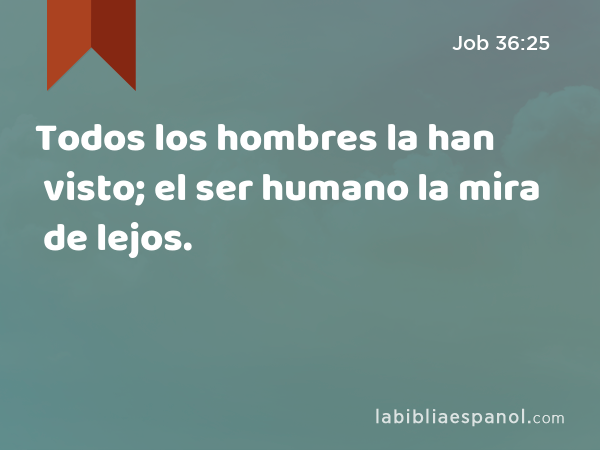 Todos los hombres la han visto; el ser humano la mira de lejos. - Job 36:25