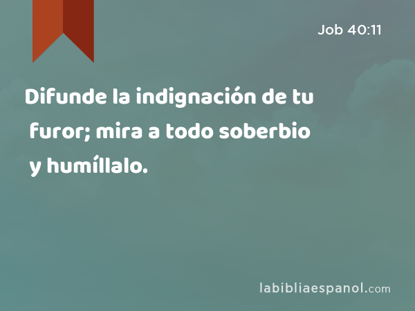 Difunde la indignación de tu furor; mira a todo soberbio y humíllalo. - Job 40:11