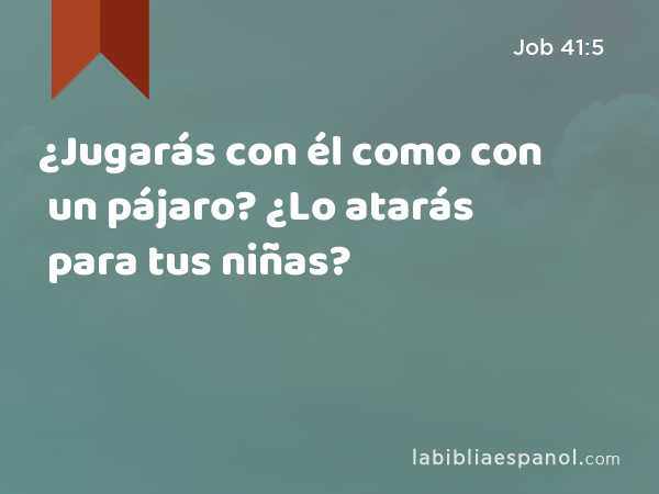 ¿Jugarás con él como con un pájaro? ¿Lo atarás para tus niñas? - Job 41:5