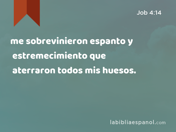 me sobrevinieron espanto y estremecimiento que aterraron todos mis huesos. - Job 4:14