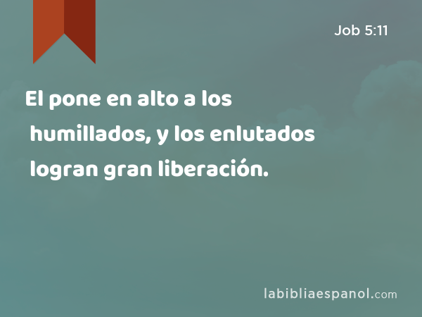 El pone en alto a los humillados, y los enlutados logran gran liberación. - Job 5:11