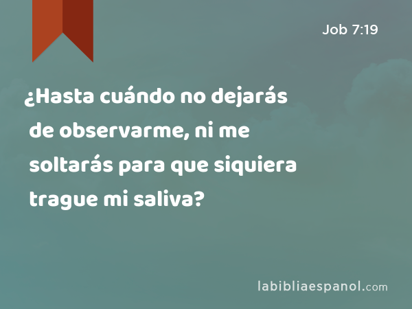 ¿Hasta cuándo no dejarás de observarme, ni me soltarás para que siquiera trague mi saliva? - Job 7:19