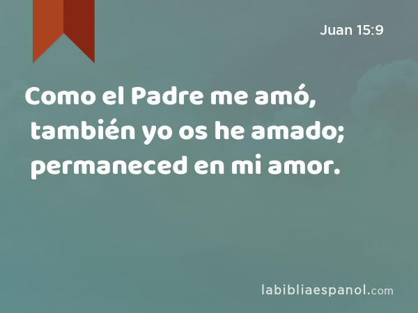 Como el Padre me amó, también yo os he amado; permaneced en mi amor. - Juan 15:9