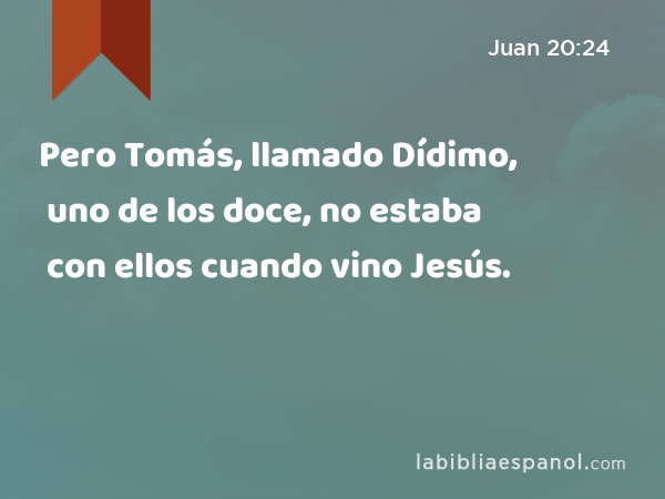 Pero Tomás, llamado Dídimo, uno de los doce, no estaba con ellos cuando vino Jesús. - Juan 20:24