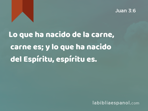 Lo que ha nacido de la carne, carne es; y lo que ha nacido del Espíritu, espíritu es. - Juan 3:6