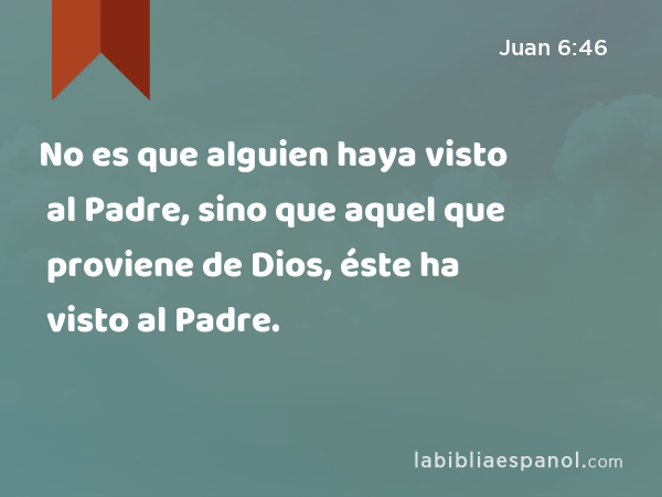 No es que alguien haya visto al Padre, sino que aquel que proviene de Dios, éste ha visto al Padre. - Juan 6:46