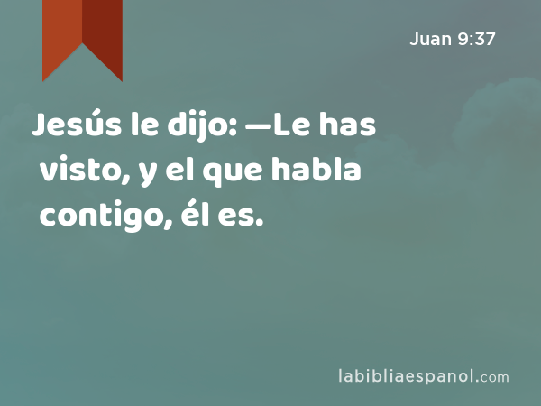 Jesús le dijo: —Le has visto, y el que habla contigo, él es. - Juan 9:37