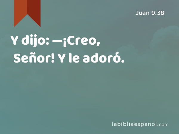 Y dijo: —¡Creo, Señor! Y le adoró. - Juan 9:38