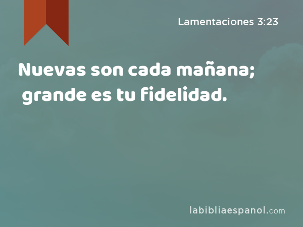 Nuevas son cada mañana; grande es tu fidelidad. - Lamentaciones 3:23