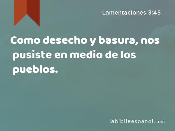 Como desecho y basura, nos pusiste en medio de los pueblos. - Lamentaciones 3:45