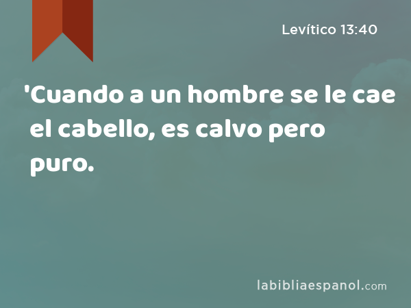 'Cuando a un hombre se le cae el cabello, es calvo pero puro. - Levítico 13:40