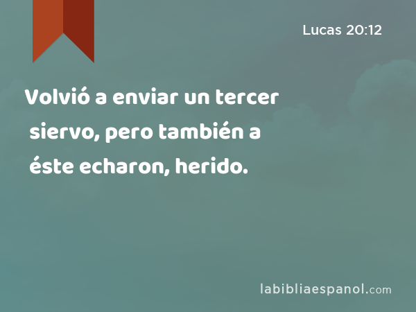 Volvió a enviar un tercer siervo, pero también a éste echaron, herido. - Lucas 20:12