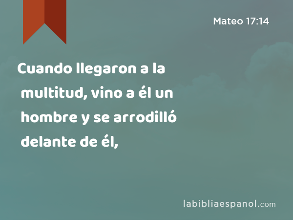 Cuando llegaron a la multitud, vino a él un hombre y se arrodilló delante de él, - Mateo 17:14