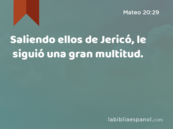 Saliendo ellos de Jericó, le siguió una gran multitud. - Mateo 20:29