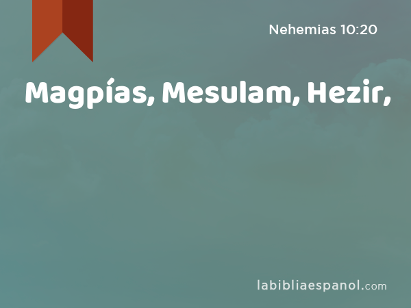 Magpías, Mesulam, Hezir, - Nehemias 10:20