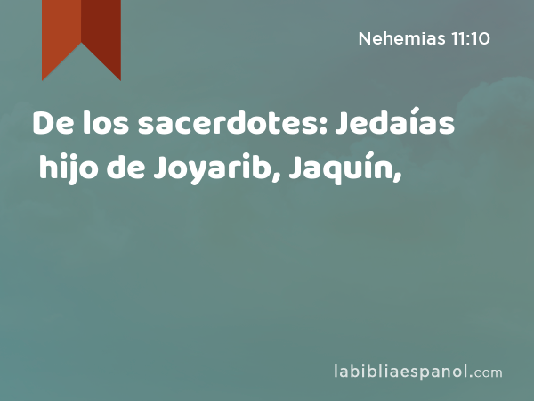 De los sacerdotes: Jedaías hijo de Joyarib, Jaquín, - Nehemias 11:10