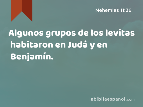 Algunos grupos de los levitas habitaron en Judá y en Benjamín. - Nehemias 11:36