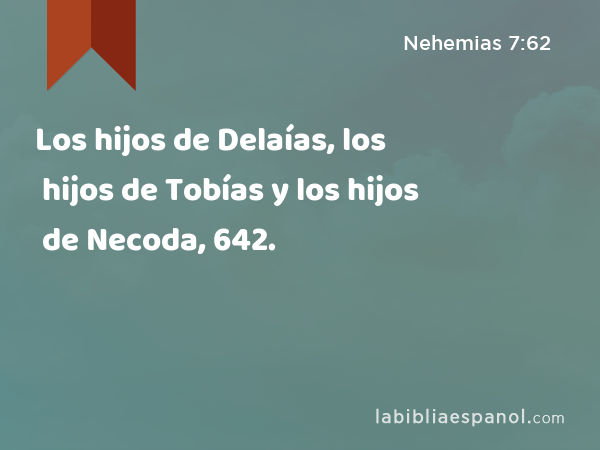 Los hijos de Delaías, los hijos de Tobías y los hijos de Necoda, 642. - Nehemias 7:62