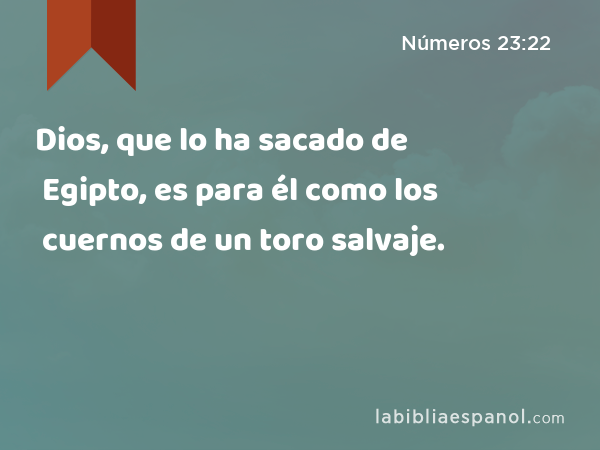 Dios, que lo ha sacado de Egipto, es para él como los cuernos de un toro salvaje. - Números 23:22