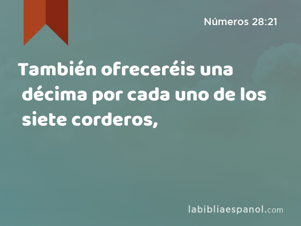 También ofreceréis una décima por cada uno de los siete corderos, - Números 28:21