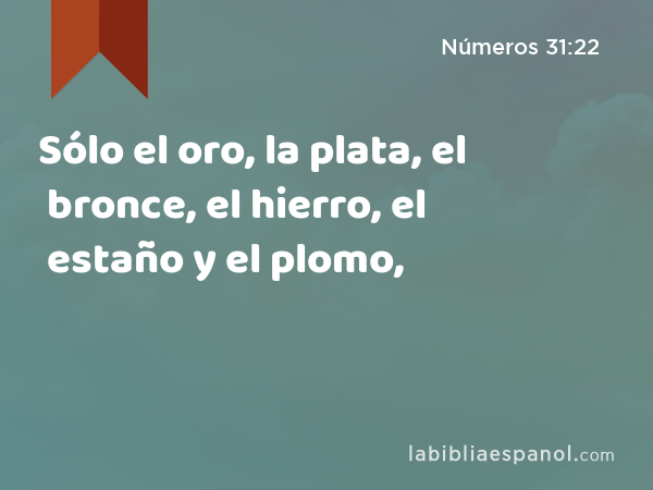 Sólo el oro, la plata, el bronce, el hierro, el estaño y el plomo, - Números 31:22