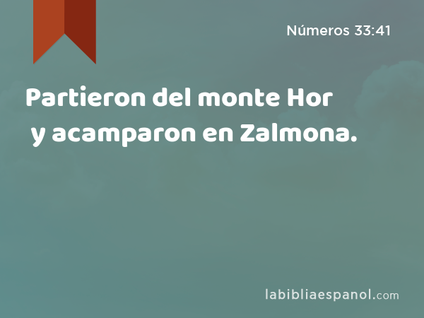 Partieron del monte Hor y acamparon en Zalmona. - Números 33:41